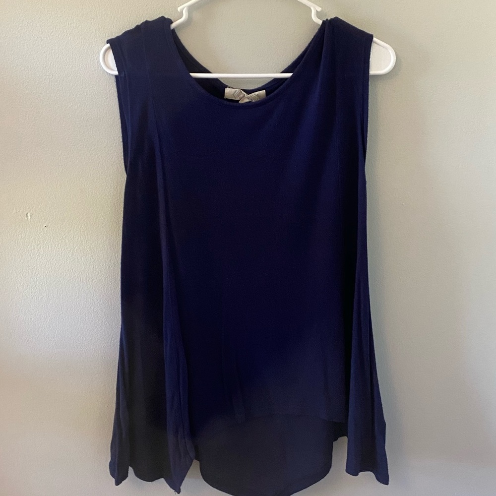 blue shoulder less blouse